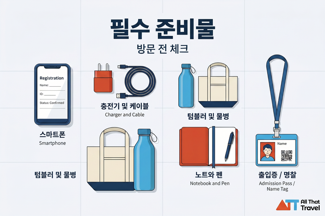 올댓트래블 방문 준비 필수품 보조배터리 편한 신발 카드